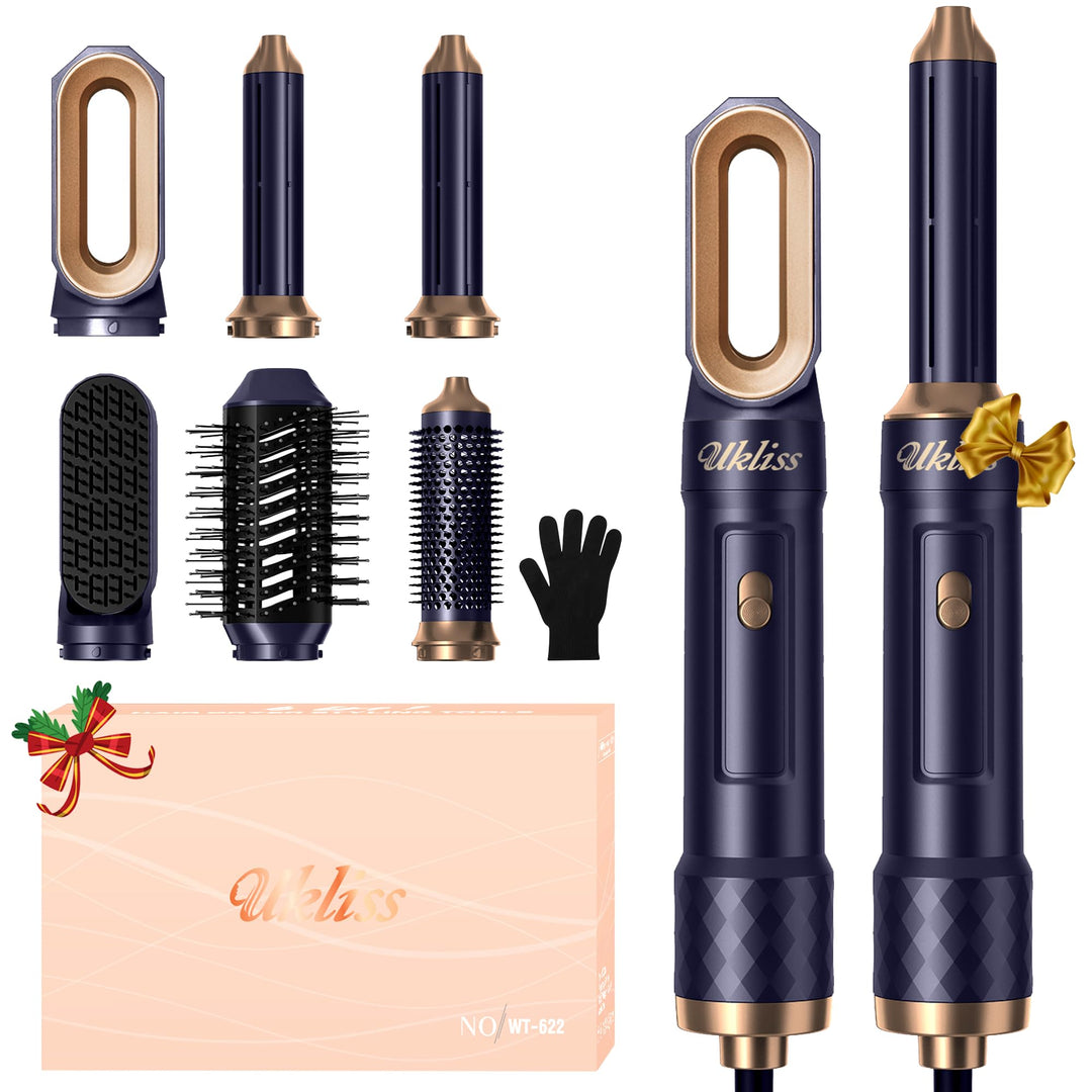 6 in 1 Haarstyler, UKLISS Pro Ionen Haartrockner Set mit Automatisch Airflow Lockenstab, Hair Dryer,