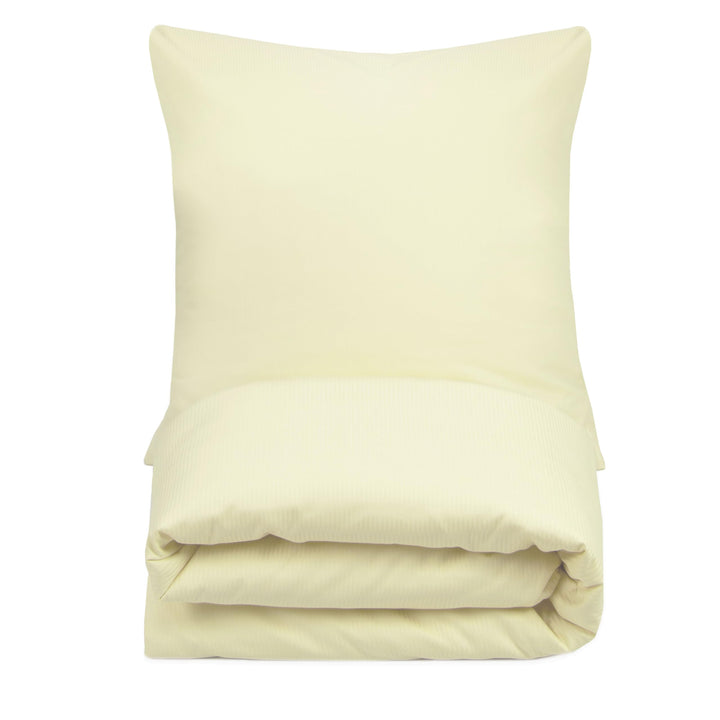 ZOLLNER Bettwäschegarnitur 80% Baumwolle, 20% Polyester, 80x80 cm + 140x200 cm, Weiss 2 mm Beige, 2