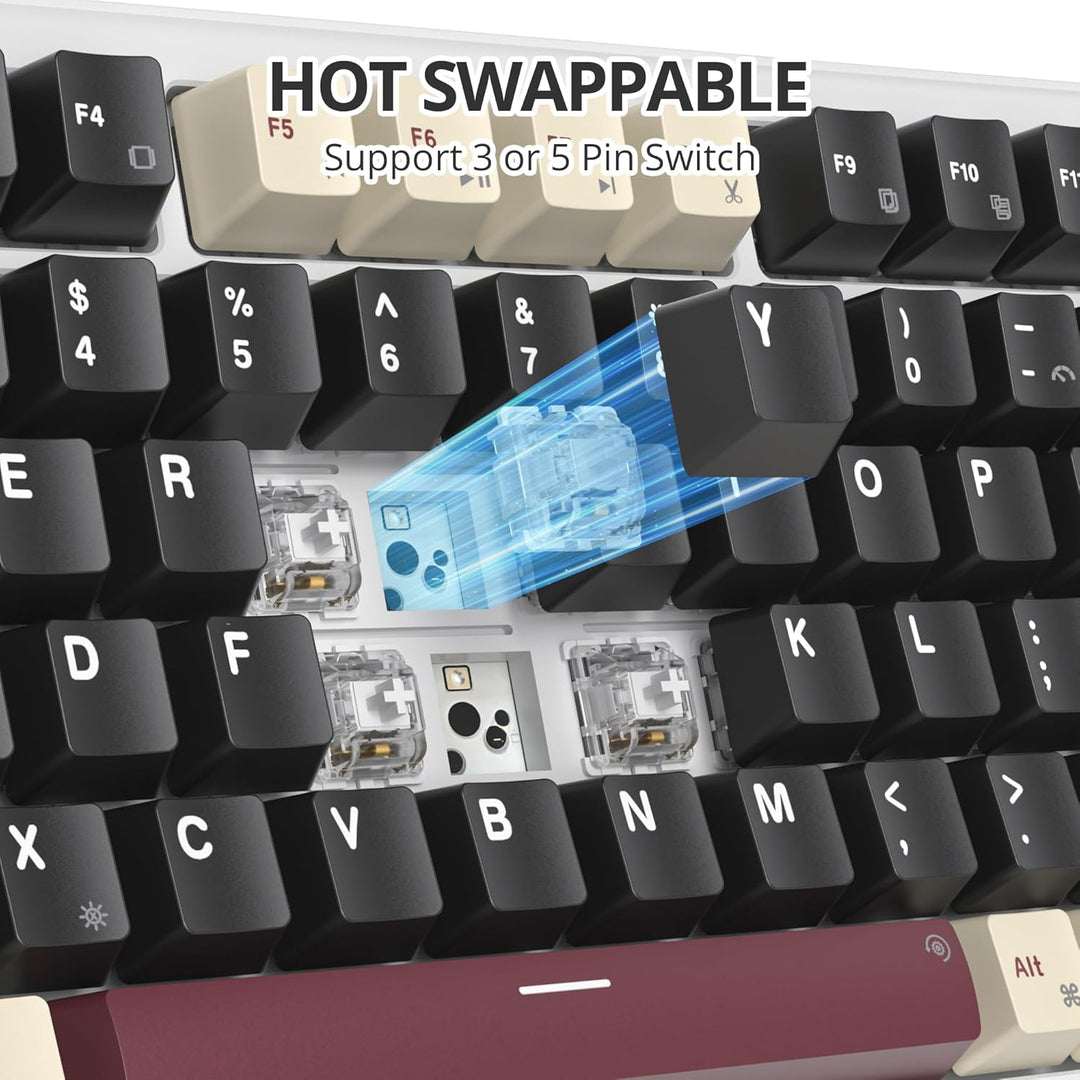 SOLIDEE Verkabelte Mechanische Gaming Tastatur 75 Prozent, Hot-Swap-Fähig Mit Gasket Struktur, RGB H