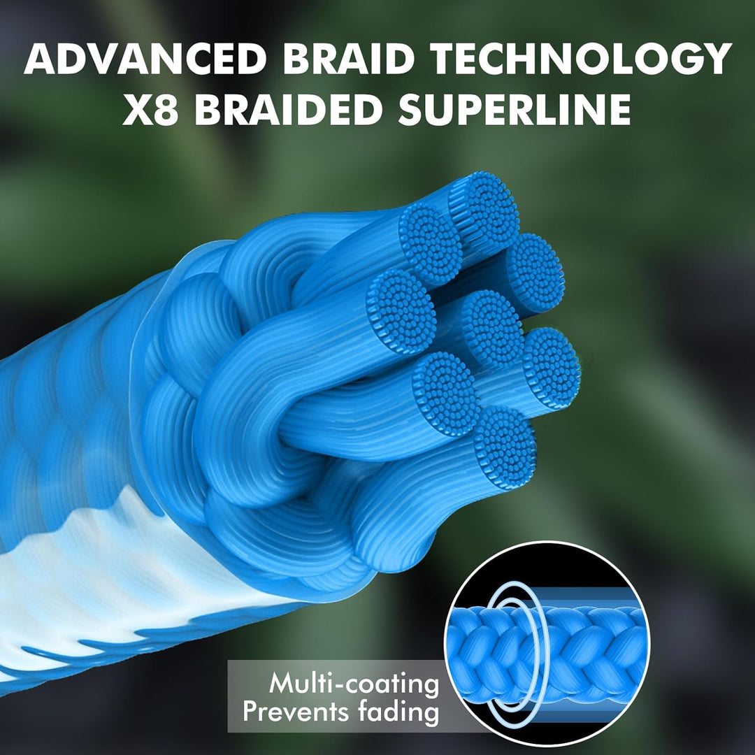 TRUSCEND Geflochtene Angelschnur 8fach, Angelzubehör Angelschnur geflochten glatt und ultradünn, PE