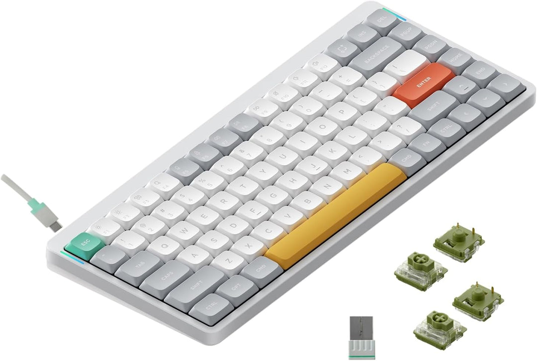 nuphy Air75 V2 Kabellose mechanische Tastatur, 84 Tasten RGB Hot-Swap Tastatur, unterstützt Bluetoot