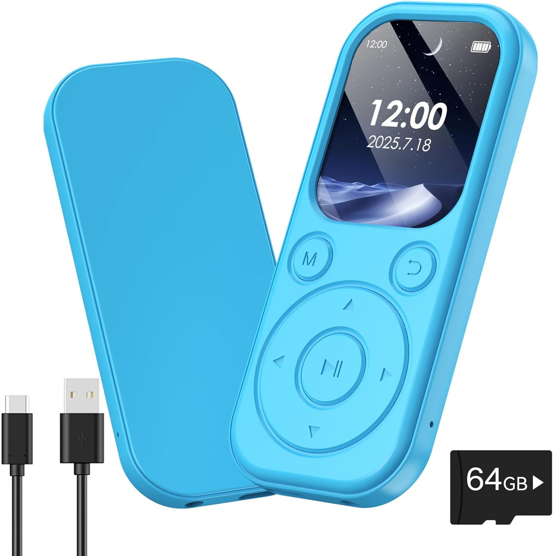 64GB MP3 Player Bluetooth 2,01 Zoll Tragbare MP3-Player mit Ultra-HD-Bildschirm 300mAh Akku HiFi Sou