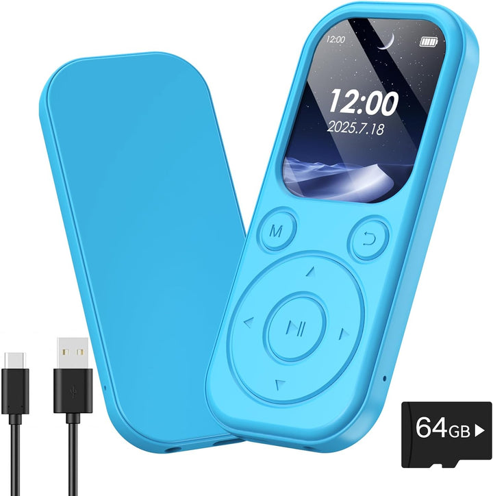 64GB MP3 Player Bluetooth 2,01 Zoll Tragbare MP3-Player mit Ultra-HD-Bildschirm 300mAh Akku HiFi Sou