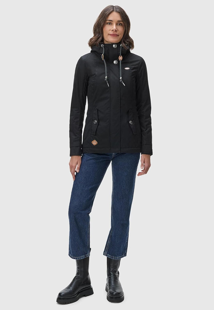 Ragwear Damen Winterjacke Warmer Kurzmantel mit Kapuze Monade XS-6XL XS Black22, XS Black22
