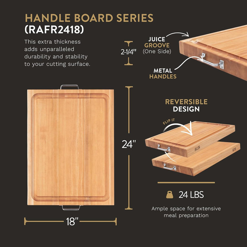 Boos Blocks® BBQBD EXTRA LARGE Pro Chef Ahorn Schneidebrett von John Boos - 61 x 46 x 6 cm - mit Saf