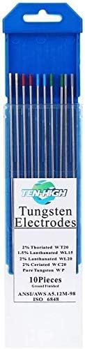 TEN-HIGH WIG Wolfram Elektrode Mischverpackung 2,0 x 175 mm Wolframnadeln für WIG Schweissen, ingesa