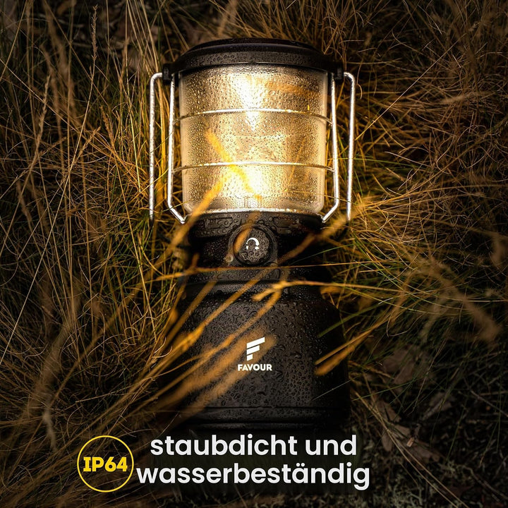 Favour LED Laterne Outdoor Lampe hell 1300 Lumen | Camping Lampe, IP64 wasserdicht, stossfest | Camp