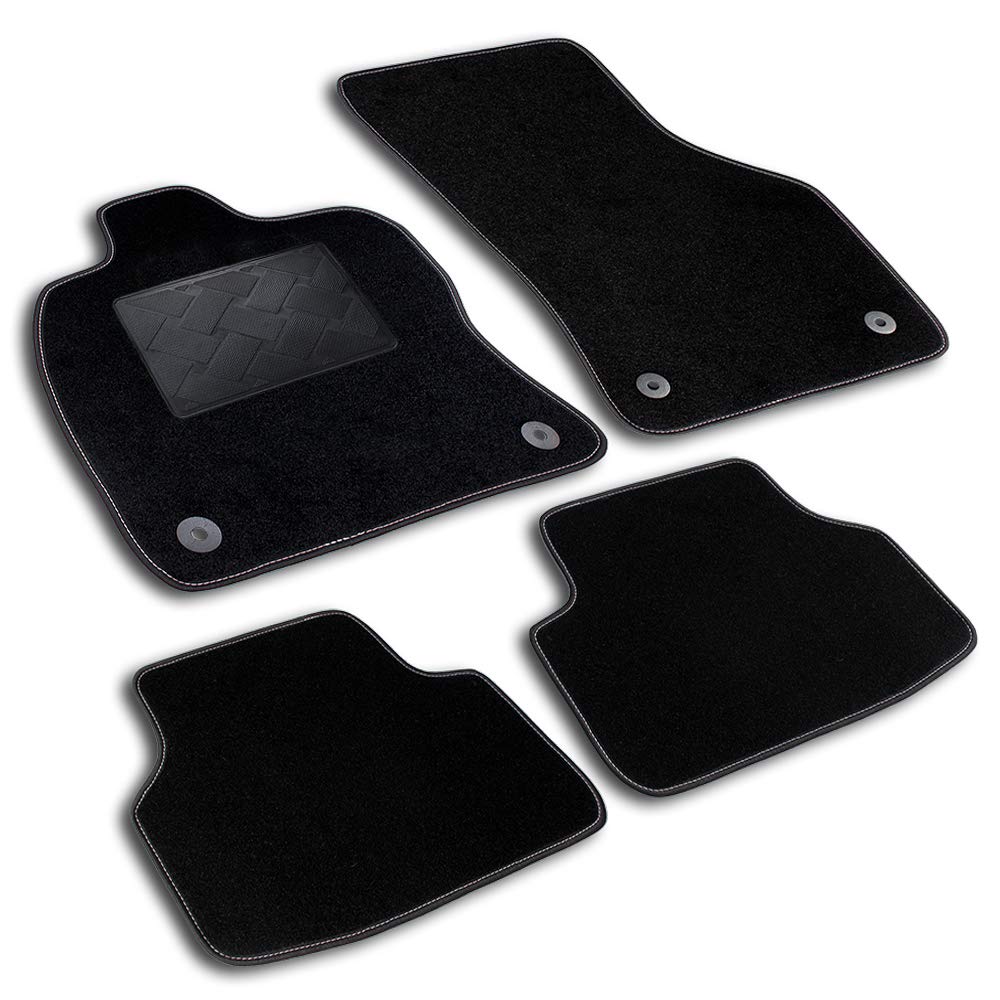 Bär-AfC Auto Fussmatten Ideal passend für Kia Soul 2009-2014, Autoteppiche Nadelvlies Schwarz, Rand