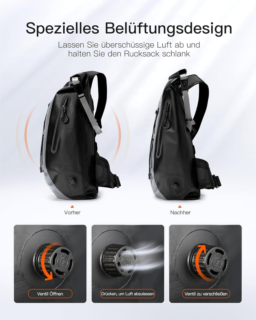 Inateck Fahrradrucksack 25-30L, Wasserdichter Rolltop Rucksack Herren, Multifunktionaler Wanderrucks