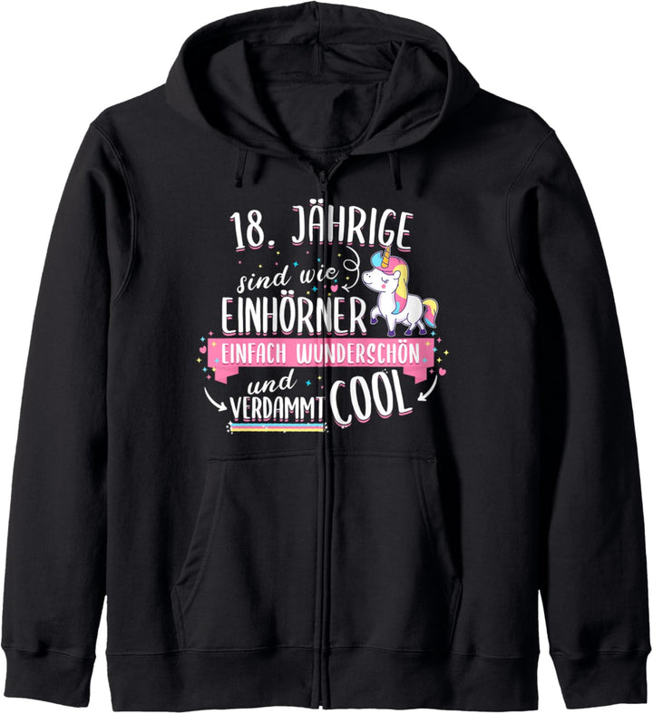 Geburtstag 18 Geburtstag Einhorn lustig Spruch Geschenkidee Kapuzenjacke