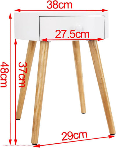 WOLTU Beistelltisch TS51ws-1 Nachttisch Nachtkommode Nachtschrank Sofatisch, mit Schublade, mit Bein