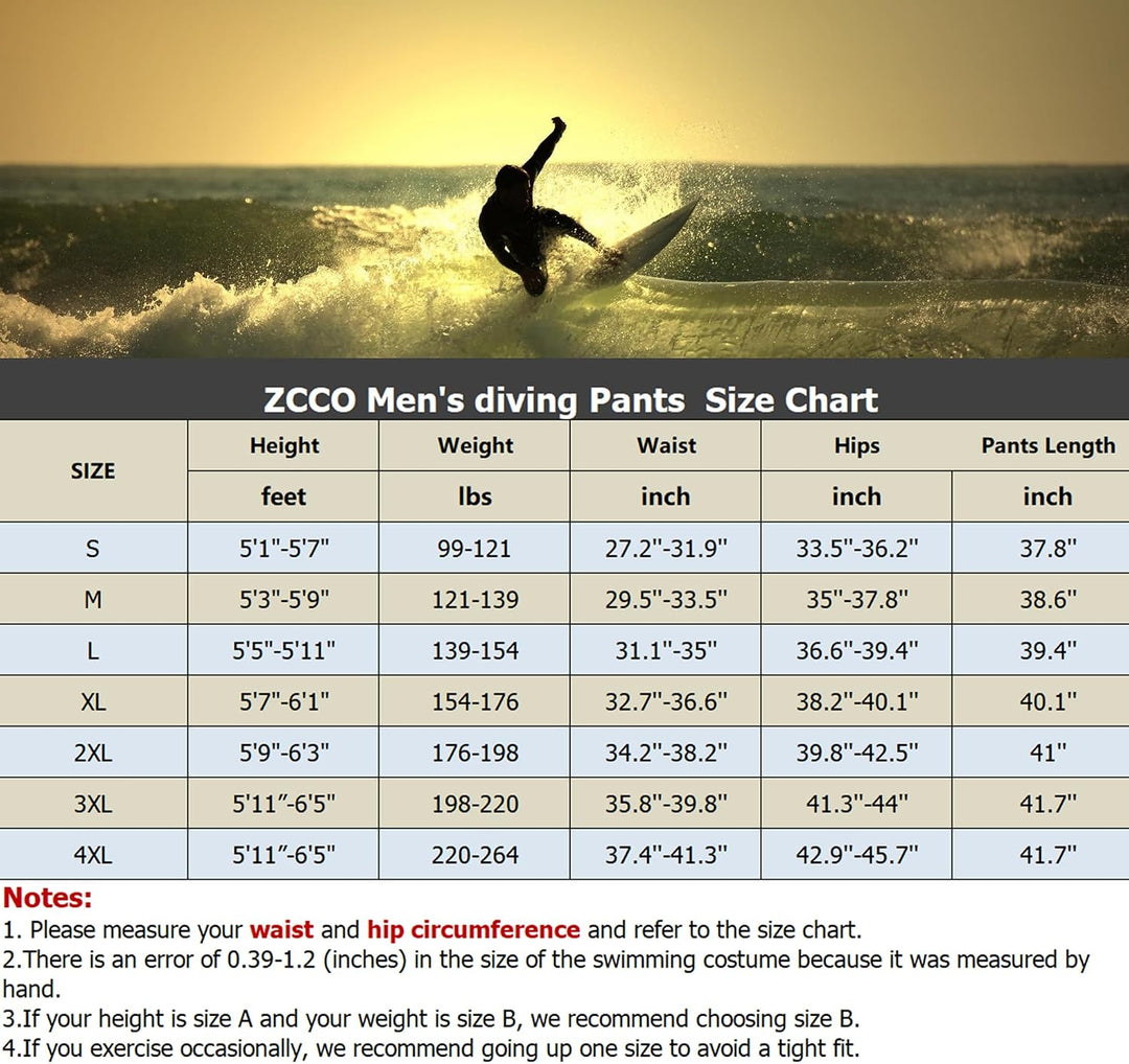 ZCCO Herren und Damen Neoprenhose, 1,5mm/3mmLange Neoprenhose, Tauchhose zum Surfen, Kajakfahren, Sc
