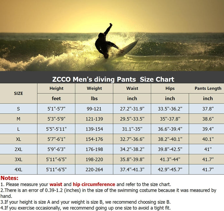 ZCCO Herren und Damen Neoprenhose, 1,5mm/3mmLange Neoprenhose, Tauchhose zum Surfen, Kajakfahren, Sc