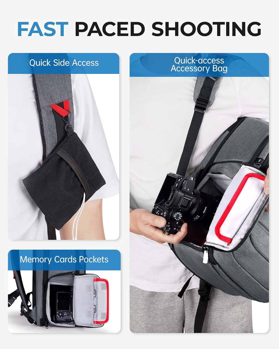 bagsmart Kamerarucksack Spiegelreflex Kameratasche für Fotografen, Wasserdichter Fotografie Reiseruc