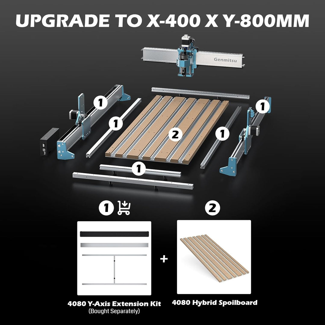 Genmitsu 4080 Aluminium- und MDF-Hybrid-Spoilboard-Tisch für 4040 RENO CNC-Fräsmaschine, erweitert d