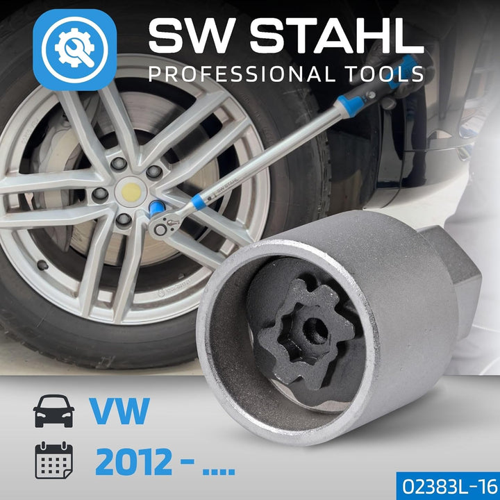SW-Stahl 02383L-16 Felgenschloss Adapter 536 I geeignet für VW I Felgenschlösser lösen I Radsicherun