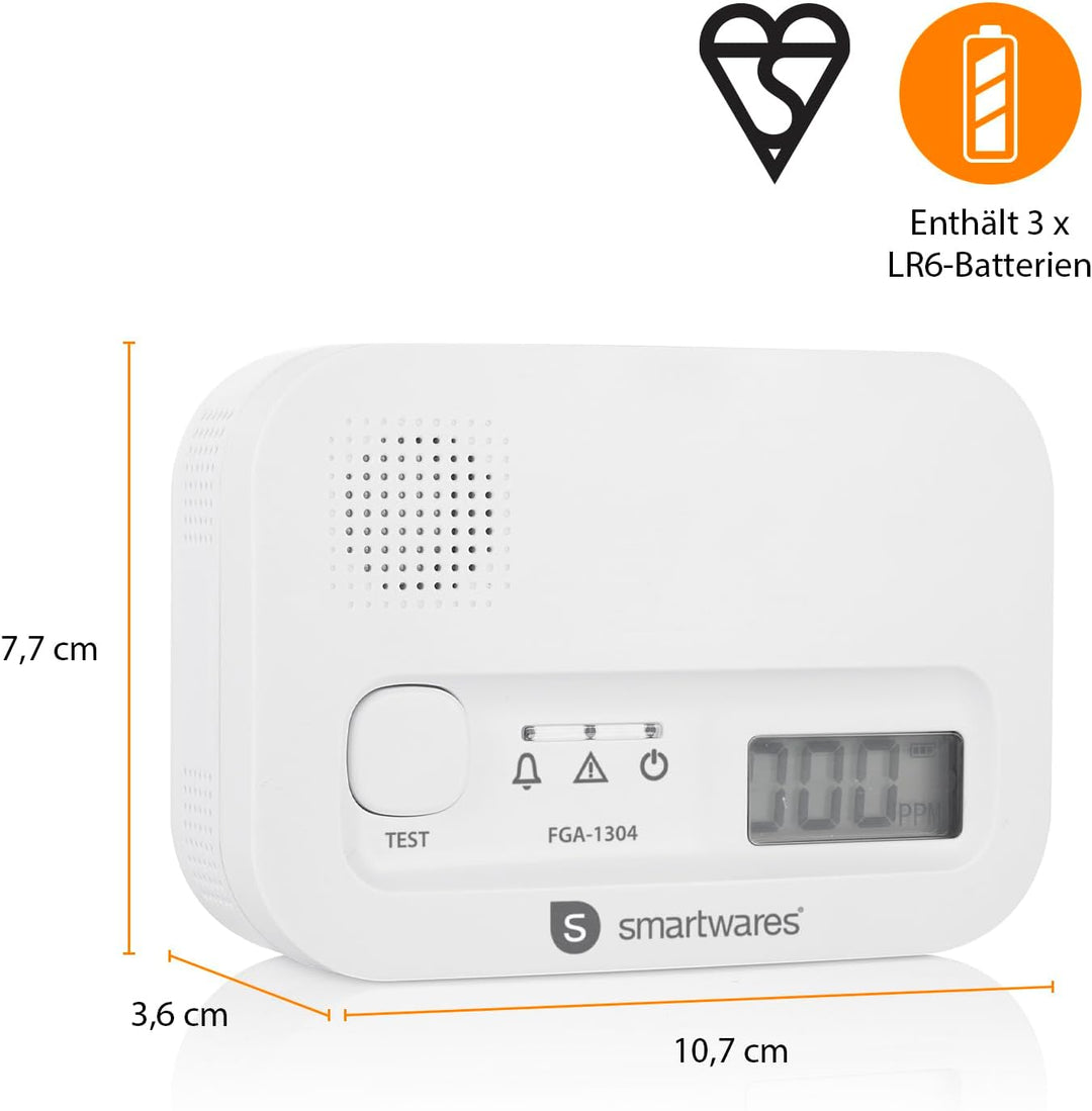 X-Sense Smart Wassermelder mit Batterie, WLAN Wassersensor & Smartwares FGA-13041 Kohlenmonoxid-Meld