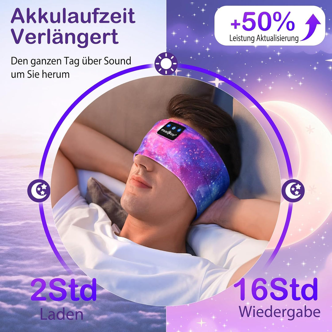 MUSICOZY Schlafkopfhörer Bluetooth, Schlaf Kopfhörer Seitenschläfer Kabellos Sport Kopfhörer Stirnba