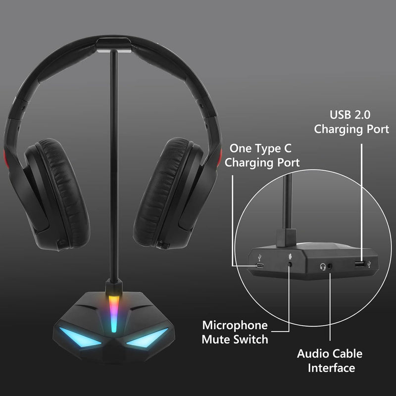 Geekria ABS RGB Kopfhörer-Ständer für Over-Ear-Kopfhörer, Gaming-Headset-Halter, Schreibtisch-Displa