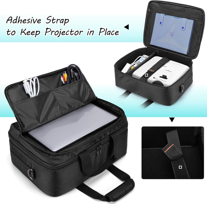 CURMIO Beamertasche für Beamer, Projektor Reisetasche mit Separatem Fach für Laptop, Beamer Tasche f