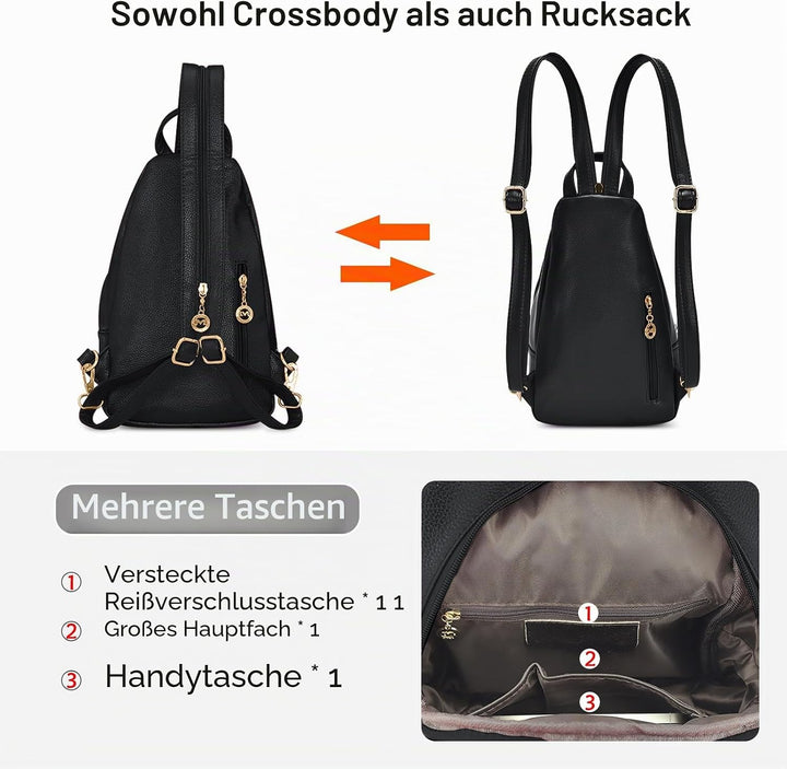 DIRRONA Damen Rucksack Beiläufig Kleine Brusttasche für Damen Multifunktionale Reise Wasserdicht Sch