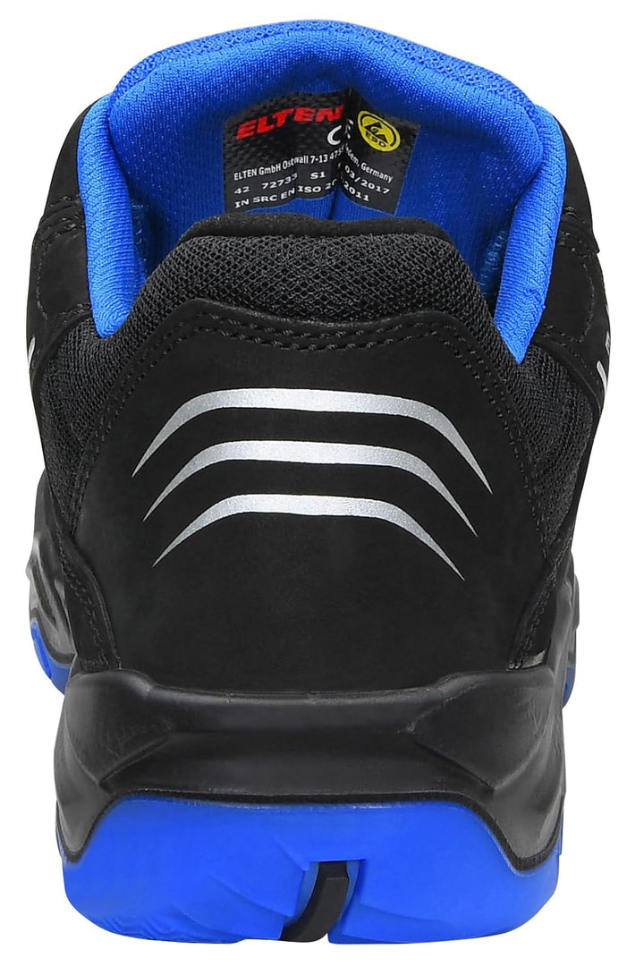 ELTEN Sicherheitsschuhe AMBITION blue Low ESD S1, Herren, sportlich, leicht, schwarz/blau, Stahlkapp