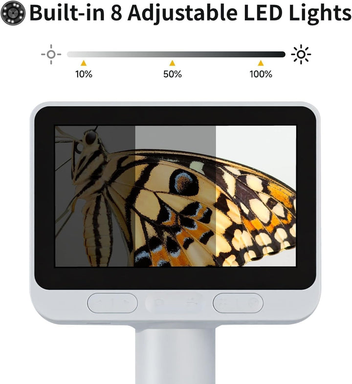 BEAVERLAB 4,0" IPS Mikroskop, digitales Mikroskop 100X-1600X, WiFi USB Mikroskop für Anfänger, 1080P