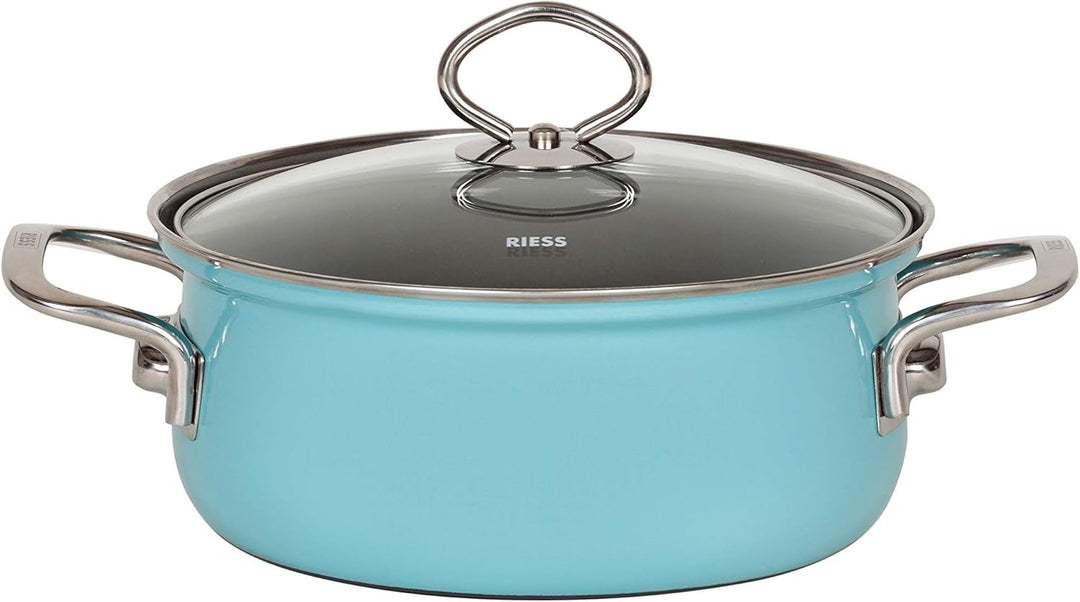 Riess, 0520-037, Starter-Set, Kochtopf-Set, NOUVELLE KRISTALLBLAU, 3-teilig, Fleischtopf 20 cm, Kass