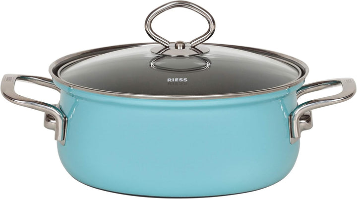 Riess, 0520-037, Starter-Set, Kochtopf-Set, NOUVELLE KRISTALLBLAU, 3-teilig, Fleischtopf 20 cm, Kass