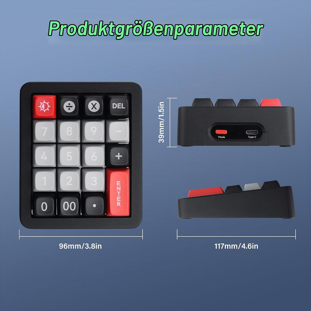 SinLoon Mechanischer Nummernblock – 19 Makro-Tasten, Vollständig Hot-Swap-fähige Switches, 12 RGB-Mo