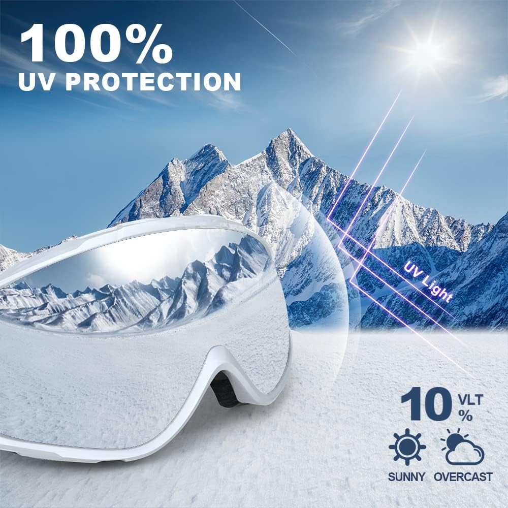Findway Skibrille, Snowboard Brille für Brillenträger Herren Damen Erwachsene Jugendliche OTG UV-Sch