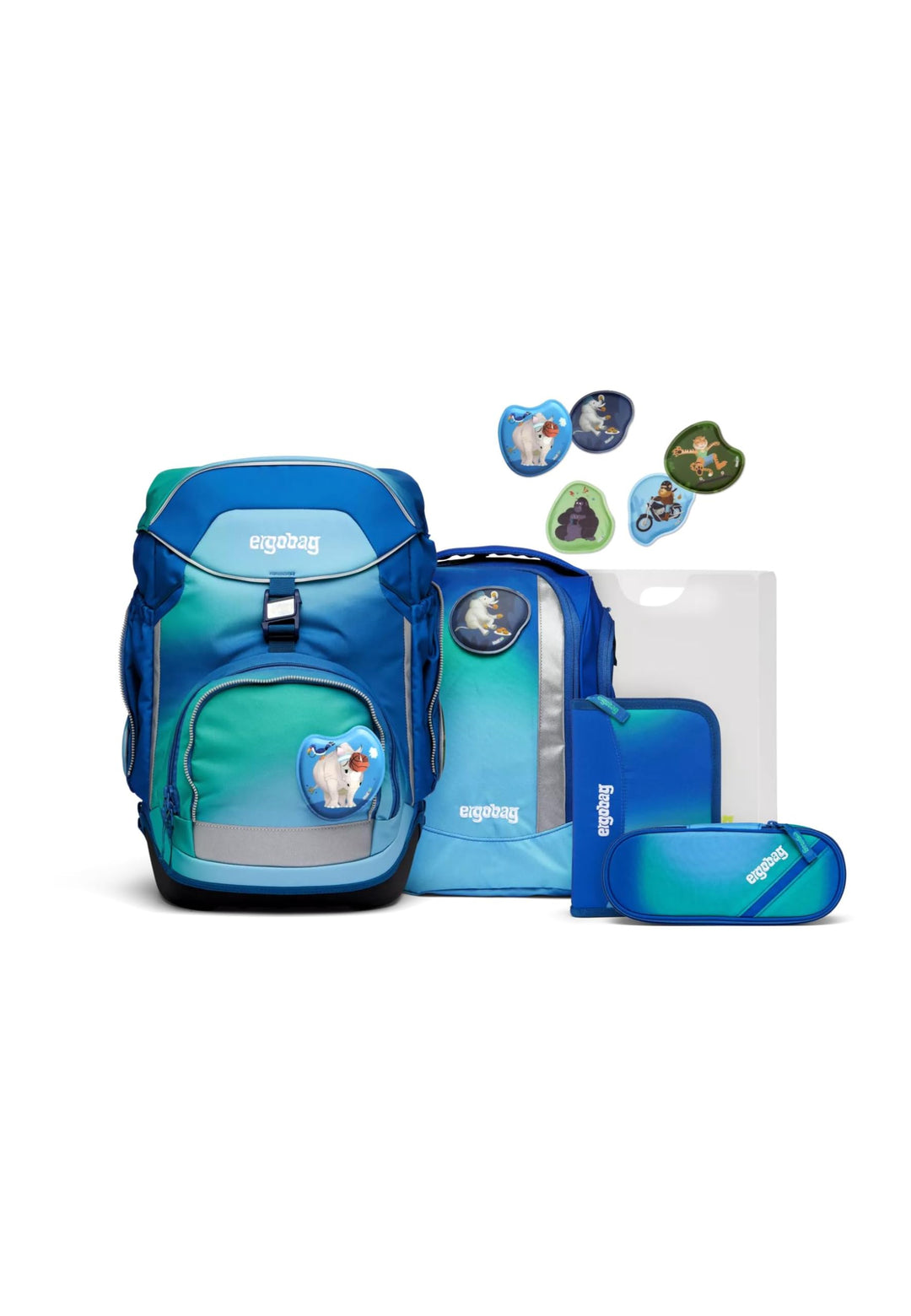 ergobag pack Set ergonomischer Schulrucksack Flexibel 6-teilig 1. Klasse Grundschule, Dschungelfiebä