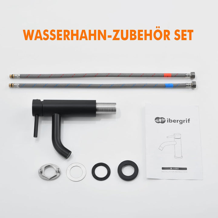 Ibergrif Wasserhahn Bad Mischbatterie, Waschtischarmatur Infache Montage, Armatur für Waschbecken, B