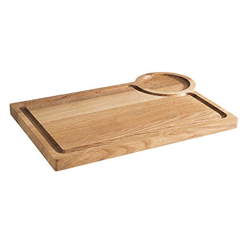 APS, Servierbrett „Oak“, Holzbrett, Brett aus geöltem Eichenholz, Saftrinne, Ø 9,5 cm runde Aussparu