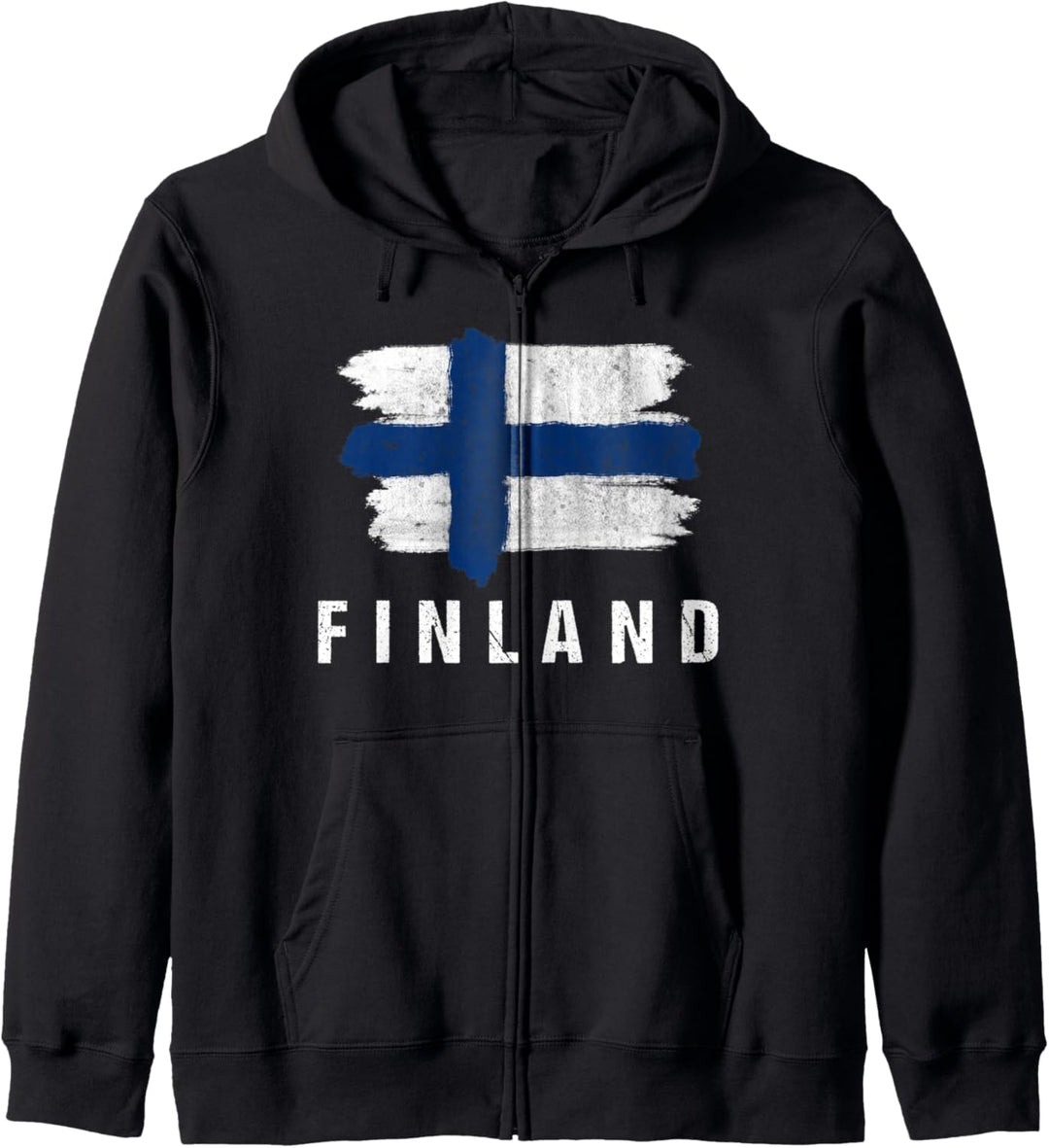 Gemalte Finnland Fahne / Finnische Flagge Fan Geschenk Kapuzenjacke
