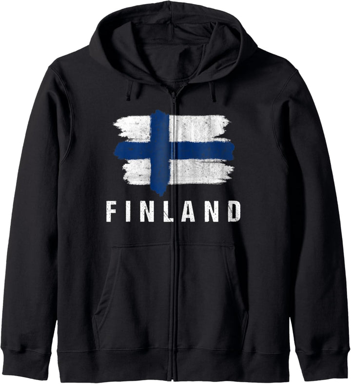 Gemalte Finnland Fahne / Finnische Flagge Fan Geschenk Kapuzenjacke