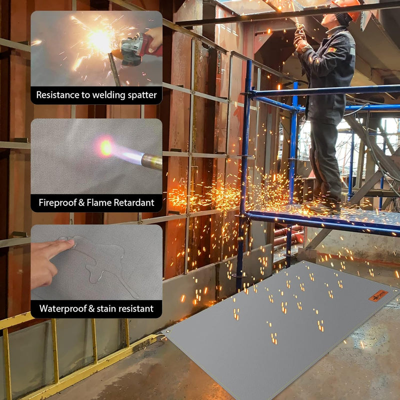 Silikonbeschichtete Schweissdecke, Schweissmatte bis zu 980 °C, 1,2 m x 1,8 m, strapazierfähig, feue