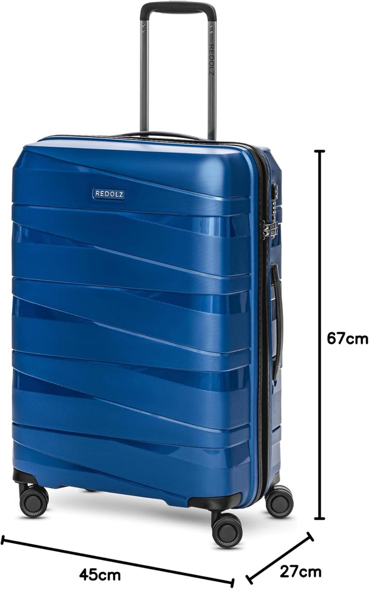 REDOLZ Hartschalen Check-in Koffer | Mittelgrosser Trolley 45 x 27 x 67 cm aus leichtem Polypropylen