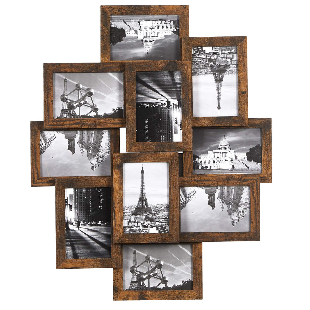 SONGMICS Bilderrahmen-Collage, 10 Fotorahmen für 10 x 15 cm Bilder, Fotocollage, Wandcollage, Multi-