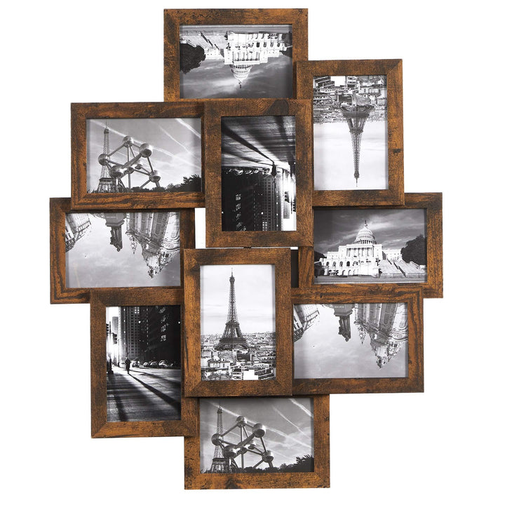 SONGMICS Bilderrahmen-Collage, 10 Fotorahmen für 10 x 15 cm Bilder, Fotocollage, Wandcollage, Multi-