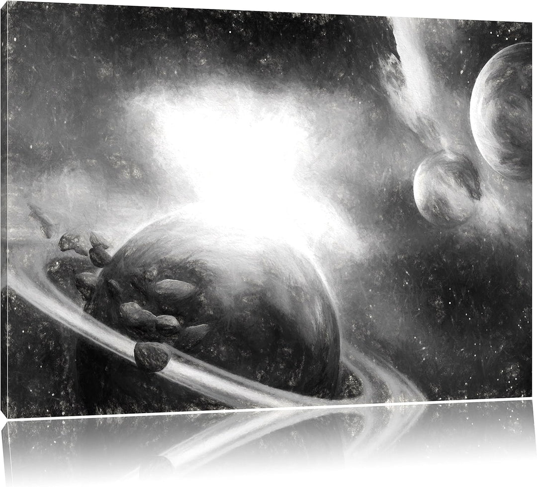 Pixxprint Planeten und Meteoriten als Leinwandbild/Grösse: 100x70 / Wandbild/Kunstdruck/fertig bespa