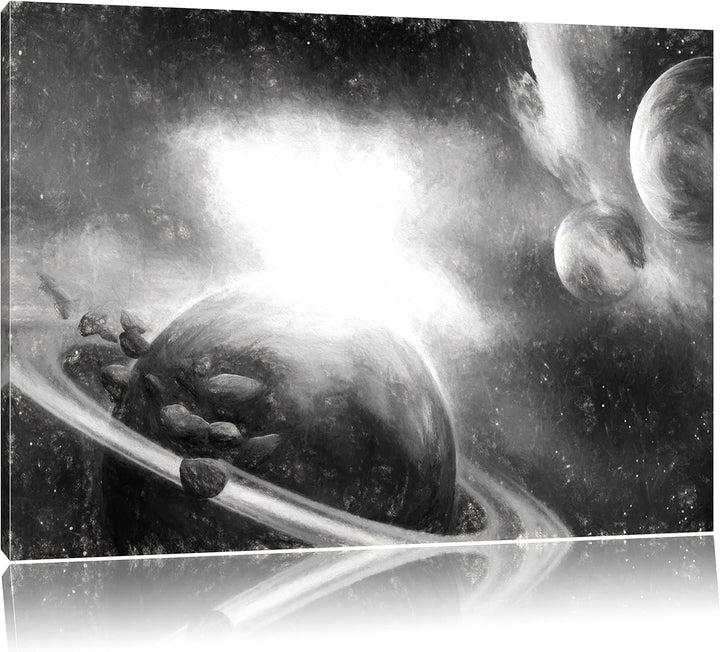 Pixxprint Planeten und Meteoriten als Leinwandbild/Grösse: 100x70 / Wandbild/Kunstdruck/fertig bespa