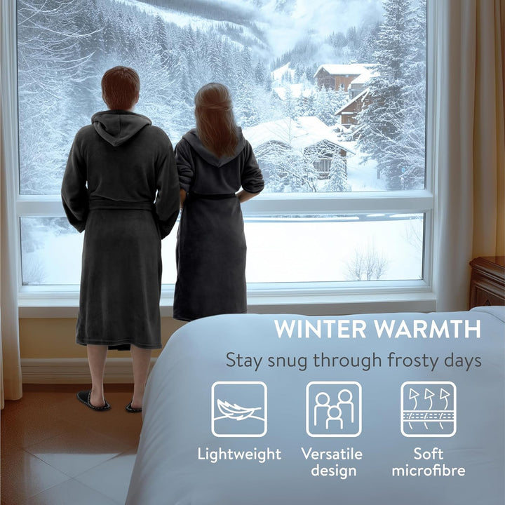 HOMELEVEL Bademantel Morgenmantel Unisex - kuschelweicher Reisebademantel Saunamantel - Mikrofaser M