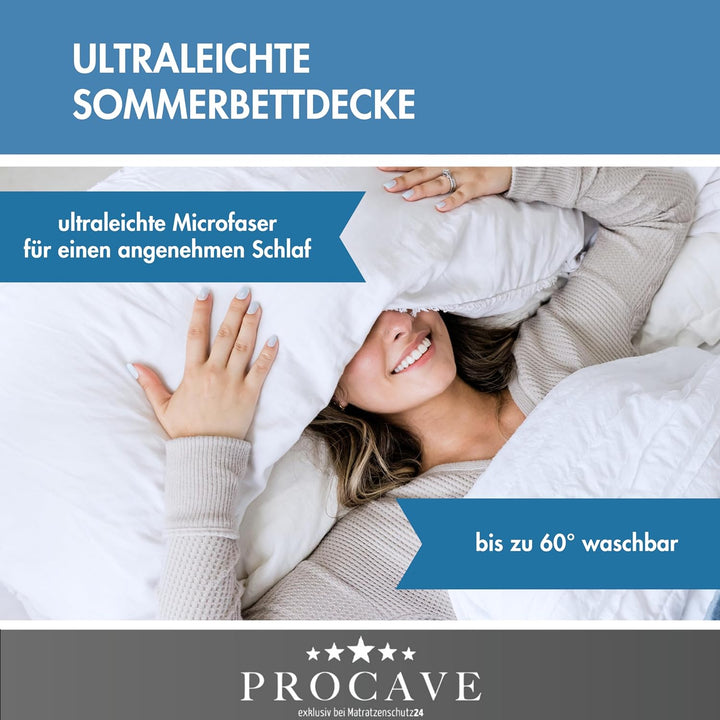 PROCAVE Micro-AloeVera Sommerdecke 155x200cm mit AloeVera-Veredelung | Microfaser | Aloe Vera | Step