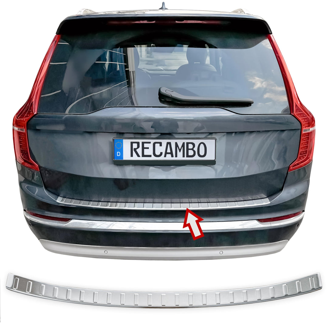 RECAMBO Ladekantenschutz Edelstahl matt gebürstet mit Textur - kompatibel für Volvo XC90 2 - BJ ab 2
