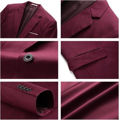 KUDMOL Herren 3-Stücke Anzug Business EIN Knopf Smoking Anzug für Männer Smoking Klassische Blazer W