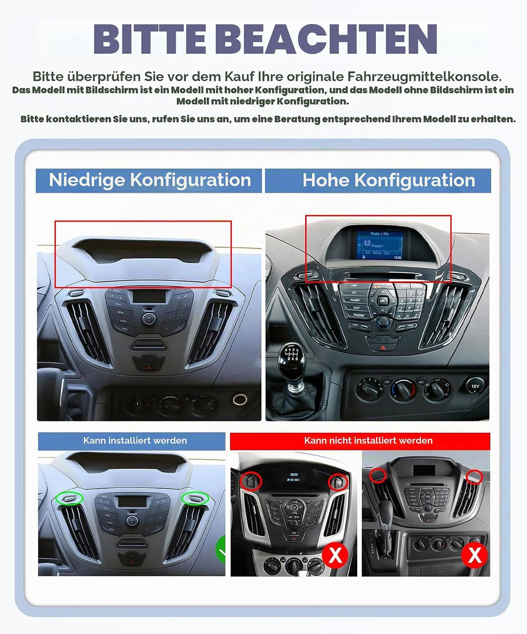 8 Kerne 6+128G Autoradio Android für Ford Transit Custom Tourneo 2013-2018 9 Zoll Wireless Carplay R