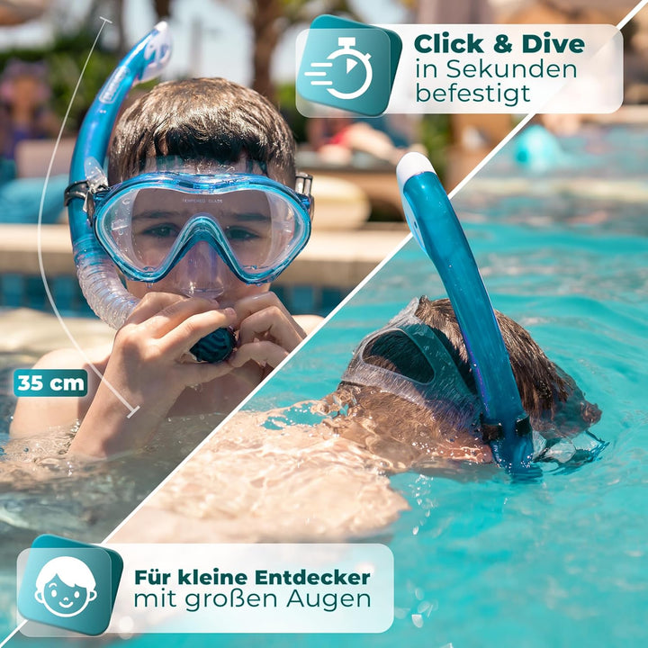 KIDVERSE Taucherbrille Kinder mit Schnorchel ab 5 Jahre - CE & Dermatest geprüfte Taucherbrille mit