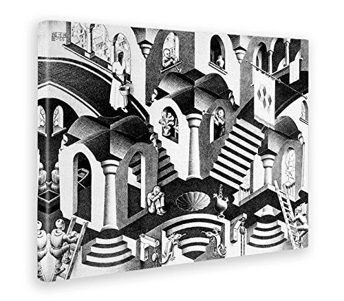 Giallobus - Bild - Druck AUF LEINWAND - Escher - KONKAV UND KONVEX - 50 x 70 cm, 50 x 70 CM