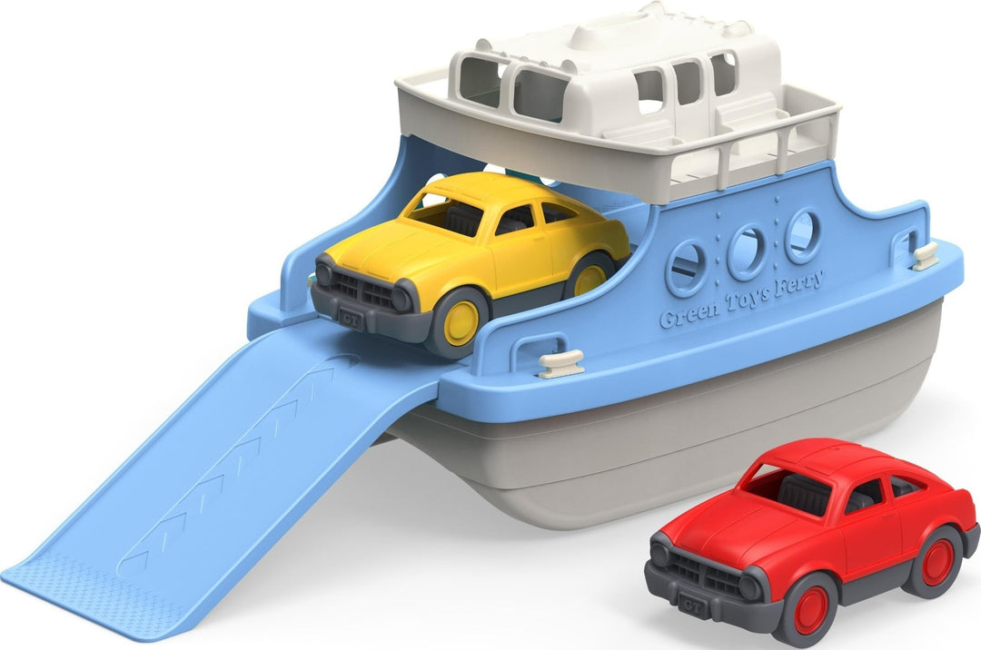Green Toys 8601038 Fährschiff mit 2 Mini-Autos, Badewannenspielzeug, Spielboot, nachhaltiges Badespi